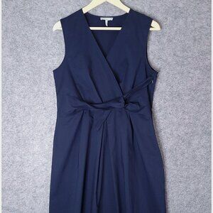 Hinson Wu Blue Faux Wrap Tie Waist Sleeveless Ellen Dress Cotton Blend Medium